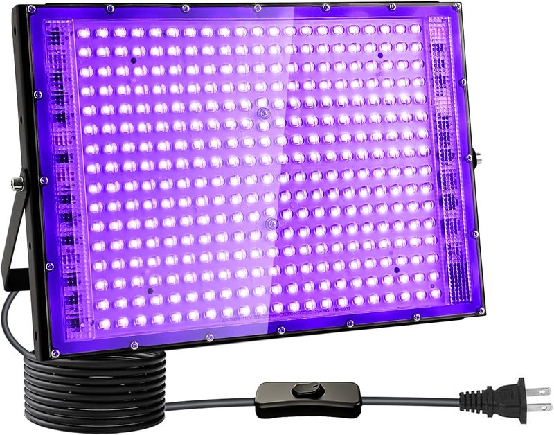 Indmird 300W Black Lights, Blacklight Flood Light with Plug and Switch,for Glow Party, Black Light Party, Halloween, Body Paint, Neon Glow, Fluorescent Poster, Stage Lighting - Image 1